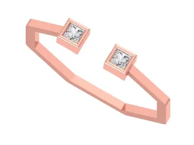 Open End Women Light Weight Band Princess Stone Ring 3D print model