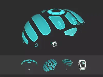 Scifi Parachute A01 Projection  - Character Accessories Design Low-poly 3D model