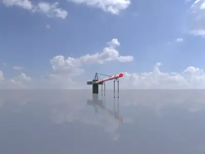 Railway Crossing Barrier 9 m closed Low-poly 3D model