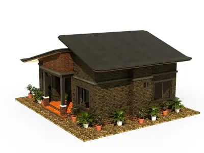 Modern House 002 Low-poly 3D model