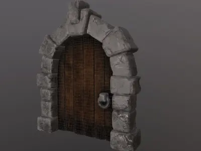 stylized door Low-poly 3D model buy