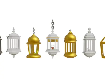 Ramadan Lantern Set Arabic Fanous 3D Models Low-poly 3D model