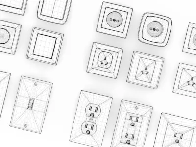 Power outlets and Lights Switches Pack Low-poly 3D model