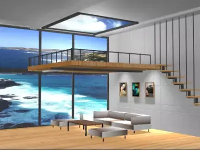 modern living room 3D model