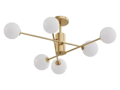 6 Light Glass Globe Ceiling Light 3D model