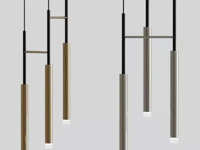 Candle Triplex Gold Ceiling Pendant 3D model
