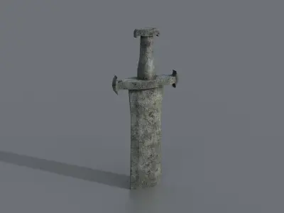 Stone sword Low-poly 3D model