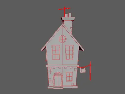 Stylized Rural Brick House Low-poly 3D model