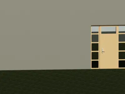 Single door with windows both side  3D model