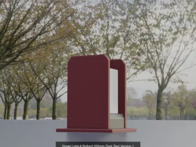Street Light 8 Bollard Dark Red Version 3D Model Pack