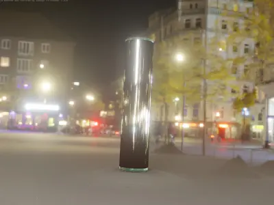 Low-Poly Moss Green Light Column 25 - Street Light Set-9 Low-poly 3D model