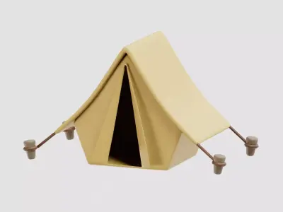 Cartoon Camping Tent Low-poly 3D model