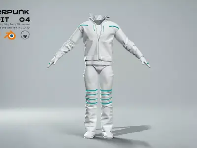 Cyberpunk Outfit 04  Clo3D Marvelous Designer Blend Obj 3D model 3D model