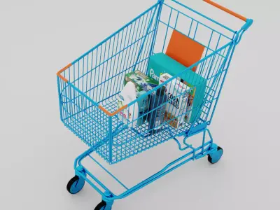 shopping cart 3D model Textured