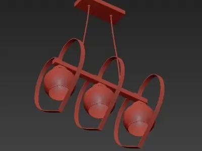 WUMINGHU chandelier with three glass hearts hanging from it 3D model
