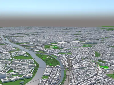 Paris France 30x30km 3D City Map 3D model