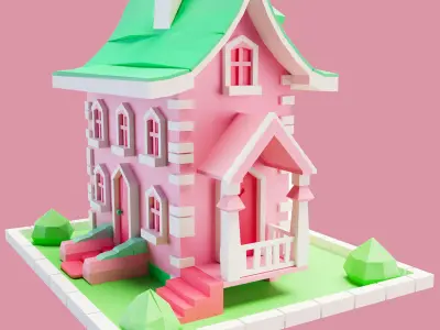 5 lowpoly house Low-poly 3D model