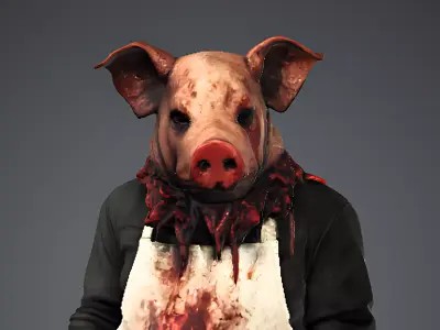 Horror Pig Butcher Character  Dark Concept Art  Game Character  3D model