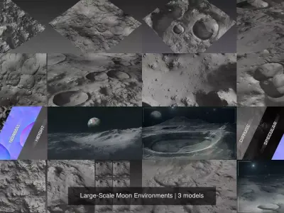 Large-Scale Moon Environments 3D Model Pack
