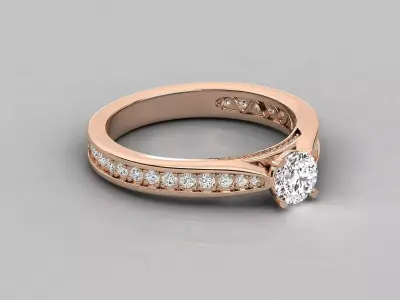 Women Light Weight Solitare Diamond Wedding Ring   24 3D print model