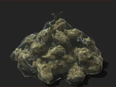 Low Poly Large Weed Pouch Low-poly 3D model