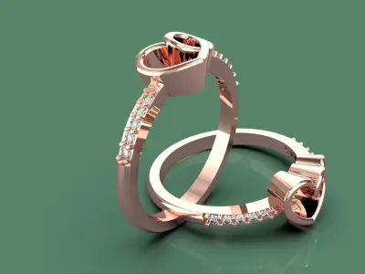 Jewelry heart ring 3D print model
