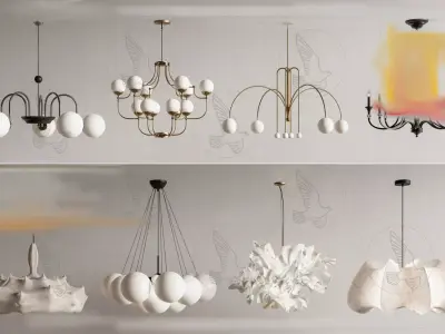 Modern chandelier combination 3D model download Low-poly 3D model