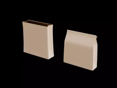 Paper Bag Mockup Folded Open Variants 3D model