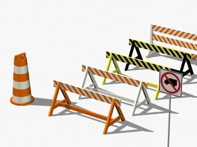 Traffic signs Low-poly 3D model