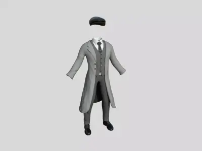 Gentleman Outfit 07 - Light Gray - Character Design Fashion Low-poly 3D model