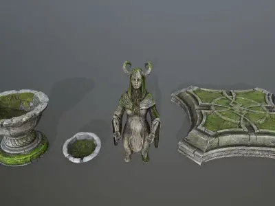 angel fountain Low-poly 3D model