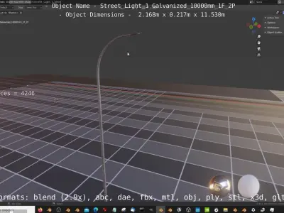Street Light 1 Galvanized 10000mm 1F 2P Low-poly 3D model