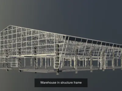 Warehouse buildings in structure 3D Model Pack