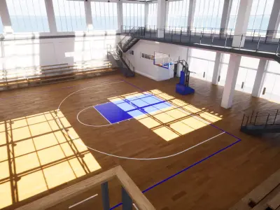School Basketball Court Low-poly 3D model