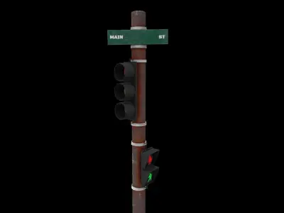 Traffic Light Low-poly 3D model 10