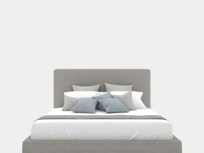 Modern double bed with a bed head 3D model