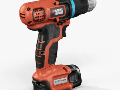 Black Decker EGBL108K cordless drill and screwdriver Low-poly 3D model
