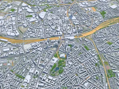 Essen Downtown Germany  Low-poly 3D model