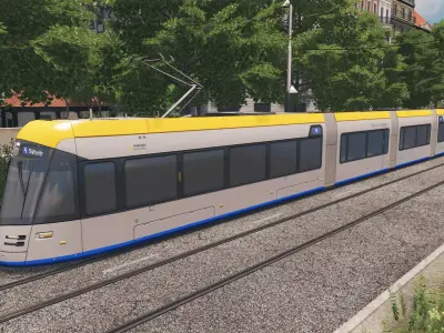 Leipzig XL Tram Low-poly 3D model