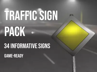 Informative Traffic Signs Low-poly 3D model