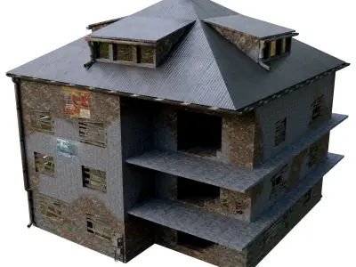 5 Buildings Pack Low-poly 3D model Low-poly 3D model