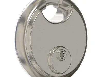 Steel Round Padlock 3D print model