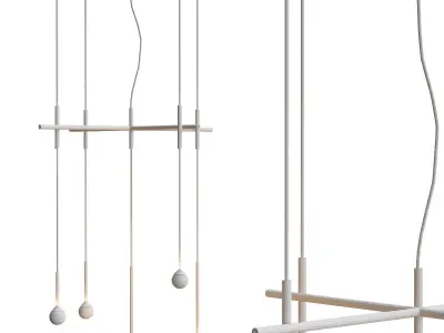 ALGORITHM modern chandelier with three metal rods hanging fro... 3D model