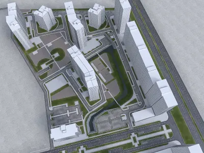 Urban Area 03  Low-poly 3D model