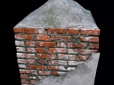 Low poly Wall brick with hole in it Low-poly 3D model