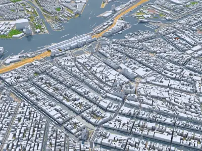 Amsterdam Downtown Netherlands Low-poly 3D model