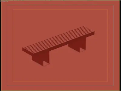 Minimalist Wooden Bench with Metal Base for Outdoor Spaces 3D model