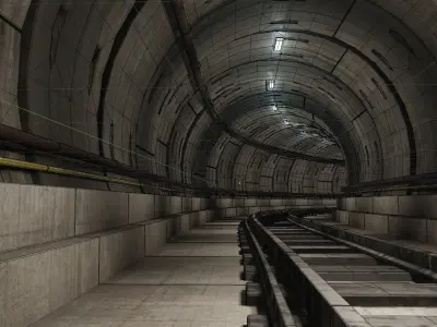 rail tunnel  Low-poly 3D model