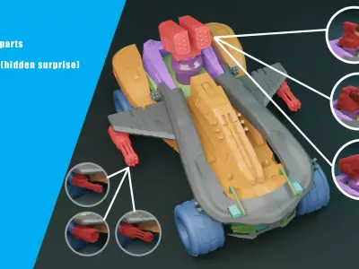 XA-28 toy vehicle wheels 3D print model