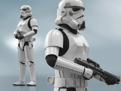  Star Wars Imperial Stormtrooper Holding Blaster Dirty Armor Stand Pose 